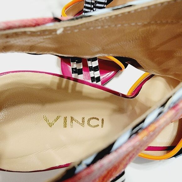 Vinci The Santa Amaro Multicolor T-Strap Lace-Up Leather Sandal Size 8 - Picture 9 of 13